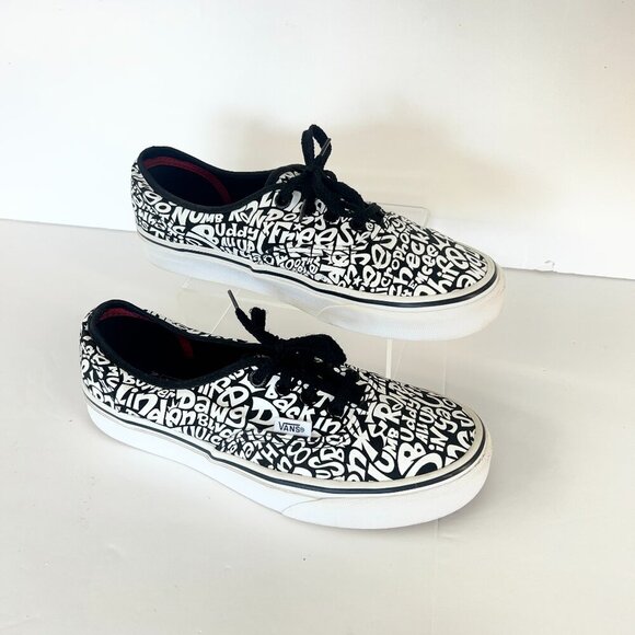 7.5 Women 6 Men- Vans Authentic x A Tribe Called Quest- B/W Graphic Sneaker - Picture 1 of 13